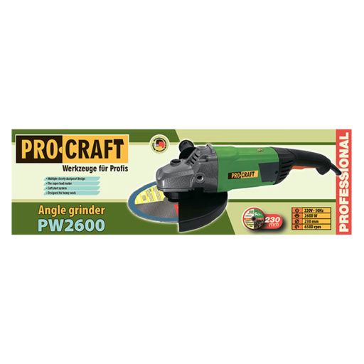 Uhlová brúska PROCRAFT PW2600, 230 mm - 11