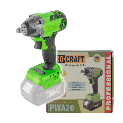 Aku rázový uťahovák Procraft PWA20 bez akumulátora a nabíjačky - 1