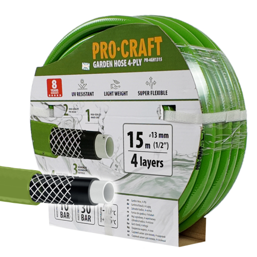 Záhradná hadica Procraft PR-4GH1315 4-vrstvová, 1/2" 15 m - 4