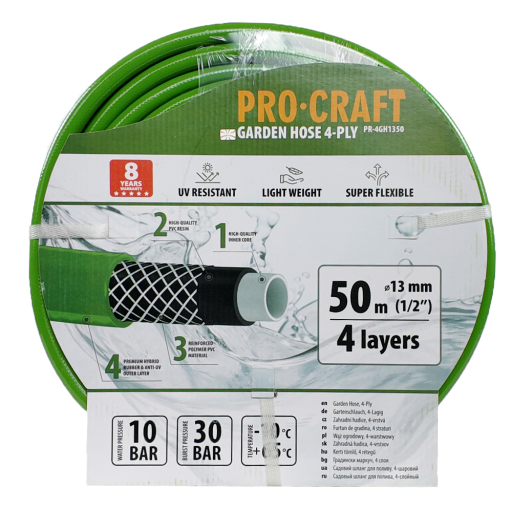 Záhradná hadica Procraft PR-4GH1350 4-vrstvová, 1/2" 50 m - 2