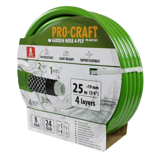 Záhradná hadica Procraft PR-4GH1925 4-vrstvová, 3/4" 25 m - 2