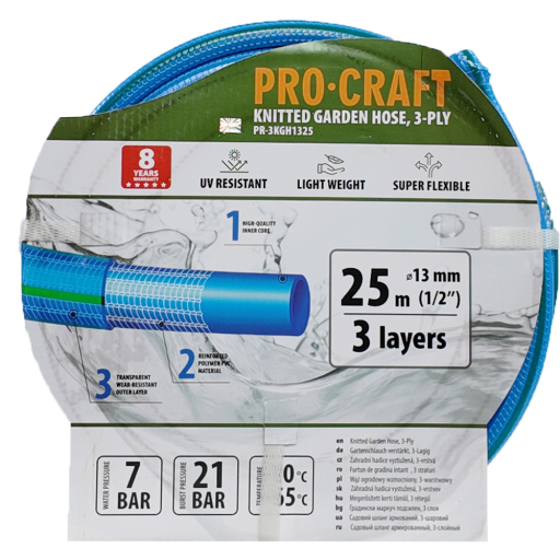 Záhradná hadica Procraft PR-3KGH1325 3-vrstvová, 1/2" 25 m - 6