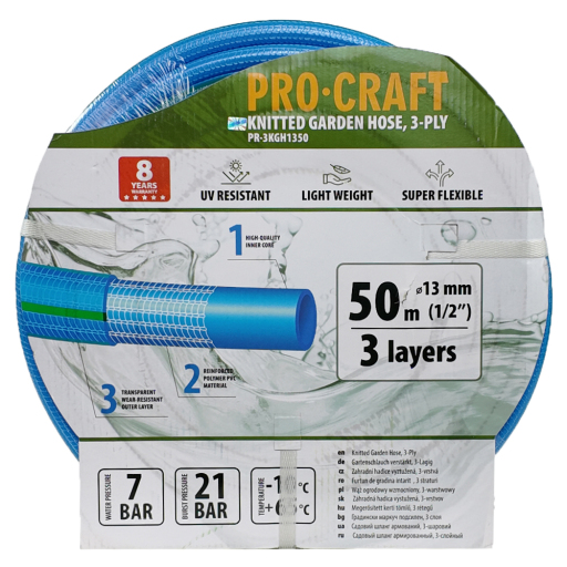 Záhradná hadica Procraft PR-3KGH1350 3-vrstvová, 1/2" 50 m - 6