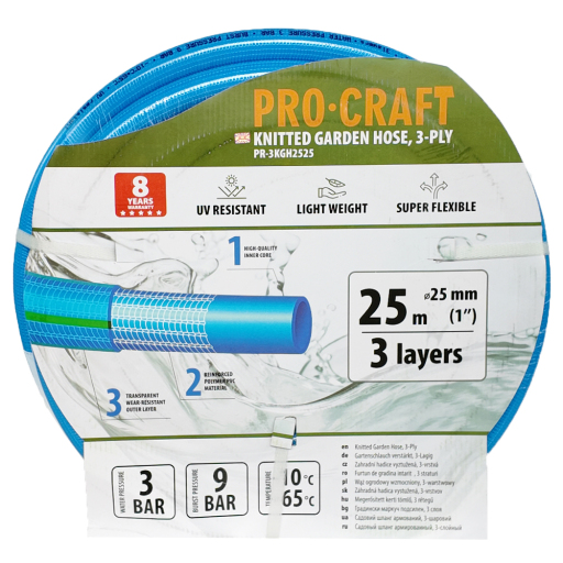 Záhradná hadica Procraft PR-3KGHH2525 3-vrstvová, 1" 25 m - 6