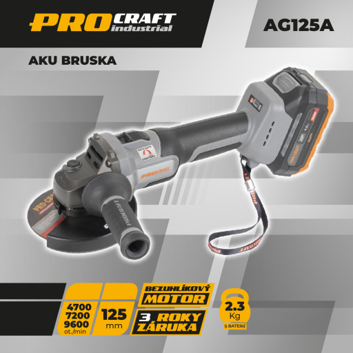 Aku brúska Procraft Industrial AG125A - 35