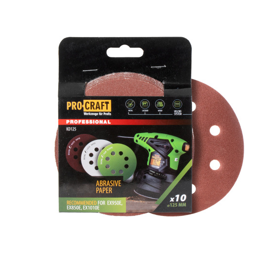KD125 Brúsny papier (10 ks v balení) - pre brúsky na steny a stropy, 125 mm KD125.180