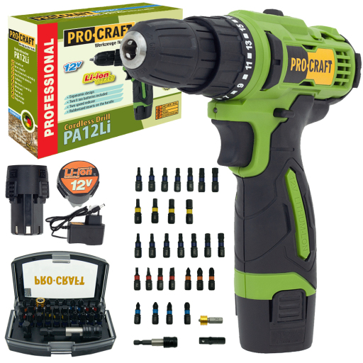 Aku vrtací šroubovák Procraft SPA12Li Compact se sadou bitů BS-32 - 1