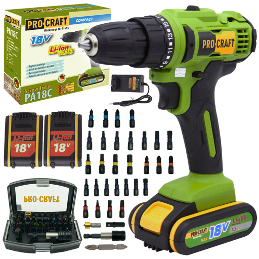Aku vŕtací skrutkovač Procraft SPA18С so sadou bitov BS-32 - 9