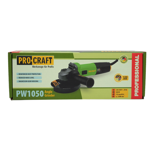 Uhlová brúska Procraft PW1050 + 10x rezací kotúč CD125x1,0 , 2x lamelový kotúč - 43