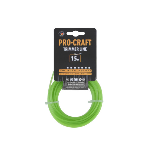 Žacia struna (1,4 mm) (15 m) štvorcová PROCRAFT KV-1.4/15 - 1