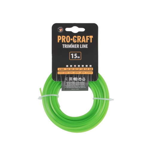Žacia struna (2,4 mm) (15 m) štvorcová PROCRAFT KV-2.4/15 - 1