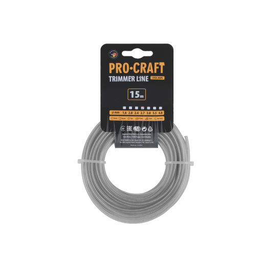 Zosilnená žacia struna (2,7 mm) (15 m) štvorcová PROCRAFT KV/AR-2.7/15 - 1