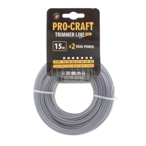 Rezacia struna (s výstužou) (3 mm) (15 m) štvorcová PROCRAFT - 1