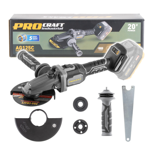 Aku uhlová brúska Procraft AG125C (bez baterie a nabíječky) - 1