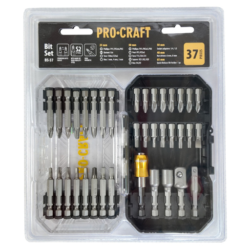 Aku vŕtací skrutkovač Procraft PA18LiH so sadou bitov BS-37 - 14