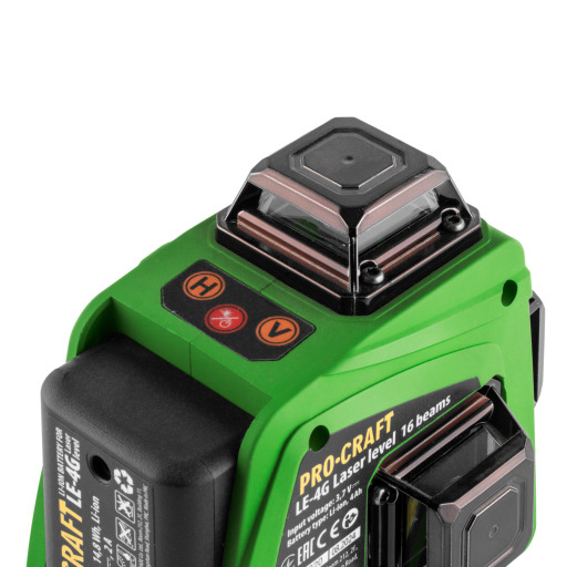 Procraft LE-4G Zelený čiarový laser, krížová samonivelačná rovina - 7