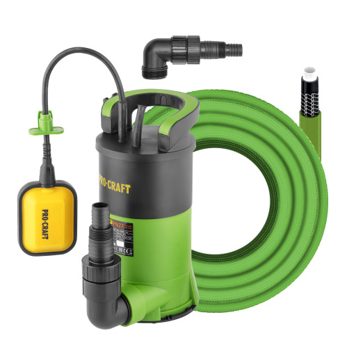 Sada ponorné čerpadlo Procraft PN27 a zelená záhradná hadica Procraft PR-4GH2525 - 1