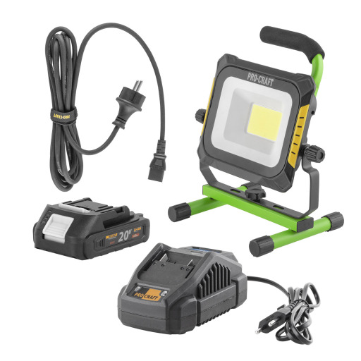 Sada LED svietidlo Procraft LP20, batéria Procraft 20/2A a nabíjačka Procraft 20/2.4A