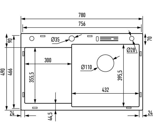Nerezový drez MIXXUS MH7849R-HK GRAPHITE so sifónom, grafitový - 11