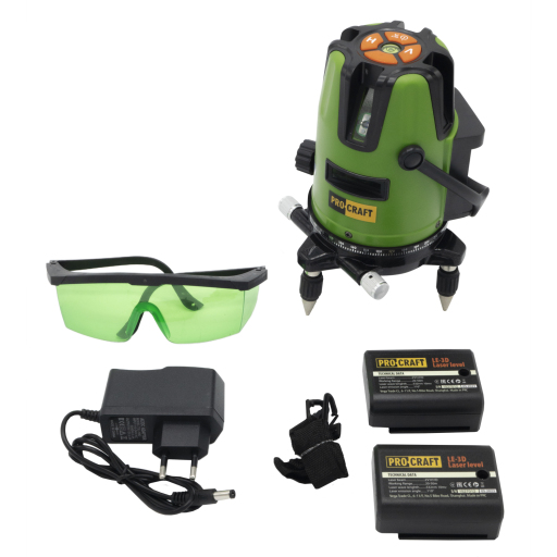 Procraft LE-3D Zelený čiarový laser, krížová samonivelačná rovina - 3