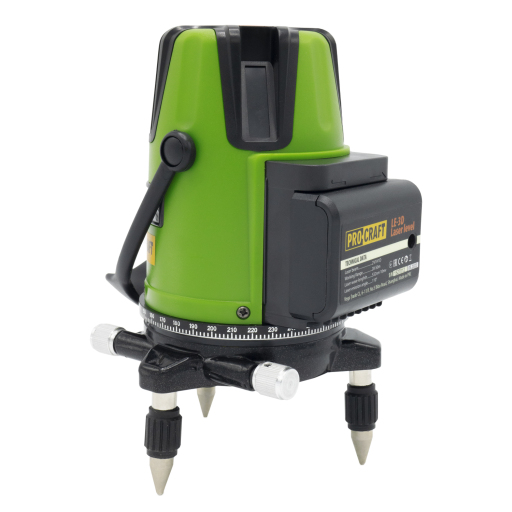 Procraft LE-3D Zelený čiarový laser, krížová samonivelačná rovina - 5