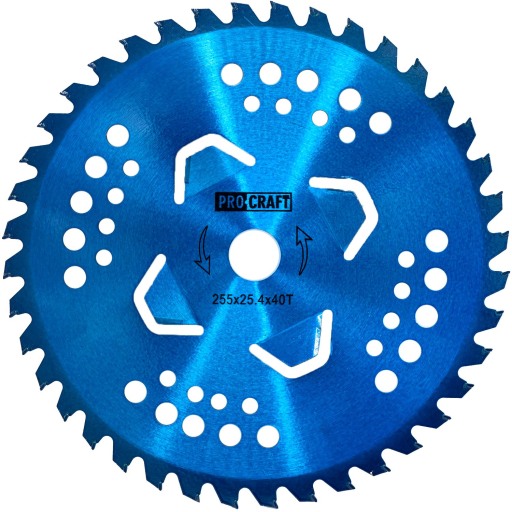 Nôž krovinorezu (kotúč) (D255*25.4) 40T pobedit (blue) PROCRAFT - 1