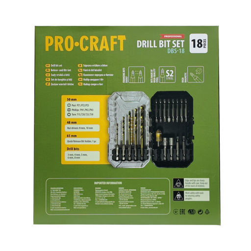 18-dielna sada vrtákov a bitov Procraft DBS-18, S2 - 12