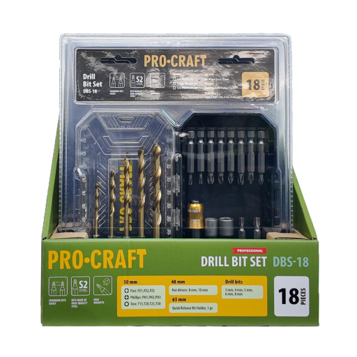 18-dielna sada vrtákov a bitov Procraft DBS-18, S2 - 2