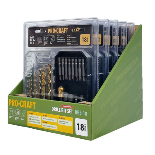 18-dielna sada vrtákov a bitov Procraft DBS-18, S2 - 17