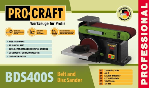 Procraft BDS400S Kombinovaná pásová a kotúčová brúska - 15
