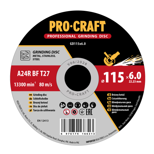 Brúsny kotúč na kov Procraft GD GD115x6.0 - 1