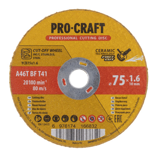 Rezný kotúč Procraft s keramickým zrnom YCD75x1.6 - 1