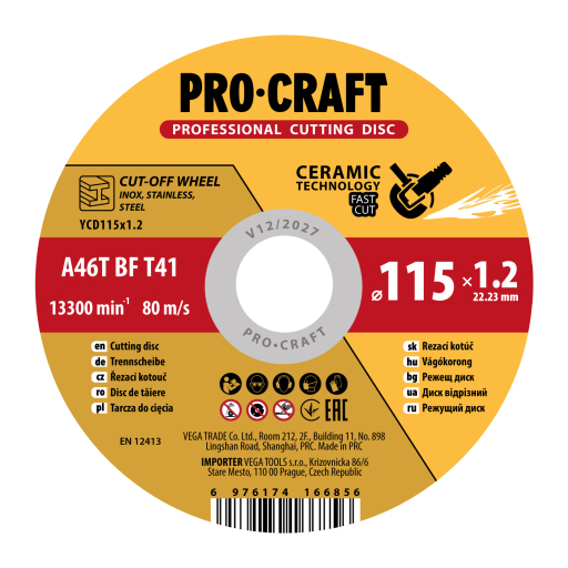 Rezný kotúč Procraft s keramickým zrnom YCD115x1.0 - 1
