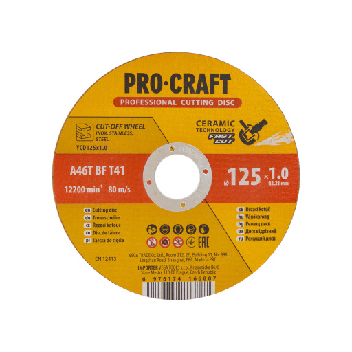 Rezný kotúč Procraft s keramickým zrnom YCD125x1.0 - 2