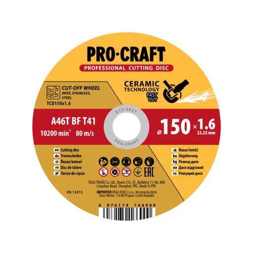 Rezný kotúč Procraft s keramickým zrnom YСD150x1.6 - 1