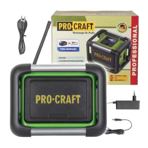 Bezdrôtové rádio Procraft Pjs20 DAB+, FM, Bluetooth 5.3, 80W (bez batérie a nabíjačky) - 1
