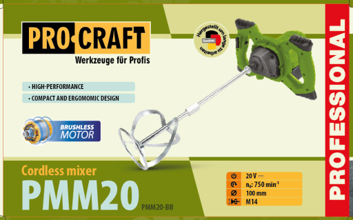 Aku miešadlo stavebných zmesí Procraft PMM20 (bez batérie a nabíjačky) - 18