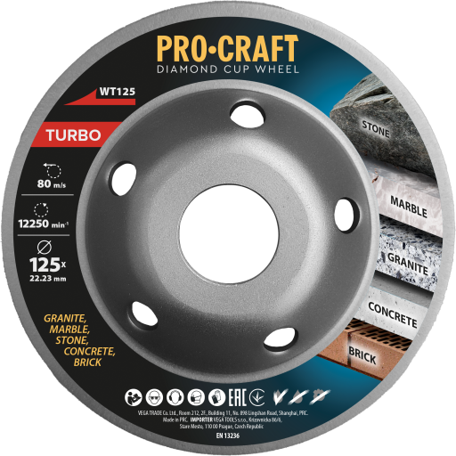 Diamantová brúsna čaša Procraft WT125 Turbo