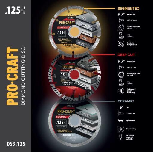 Sada diamantových kotúčov Procraft DS3.125 (DS125/DR125/DC125)