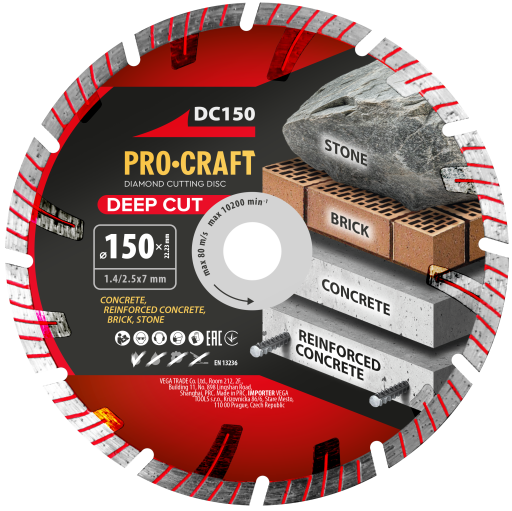 Diamantový rezný kotúč Deep Cut Procraft DC150