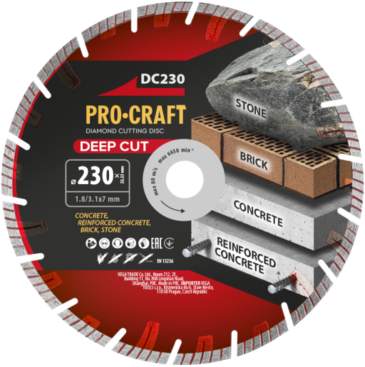 Diamantový rezný kotúč Deep Cut Procraft DC230